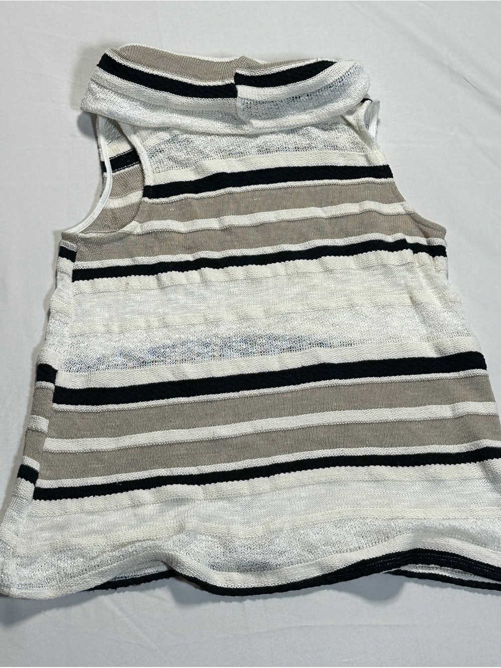 dolan Striped Sleeveless Knit Tank in White, Black & Taupe